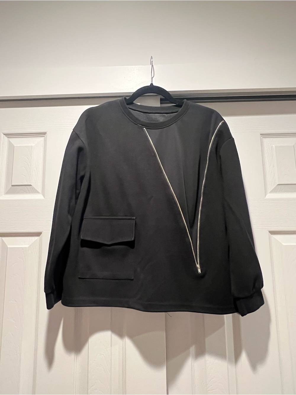 Black Zipper Accent Sweatshirt